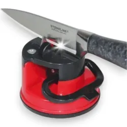 Mini Aiguiseur de Couteaux avec Ventouse Rouge